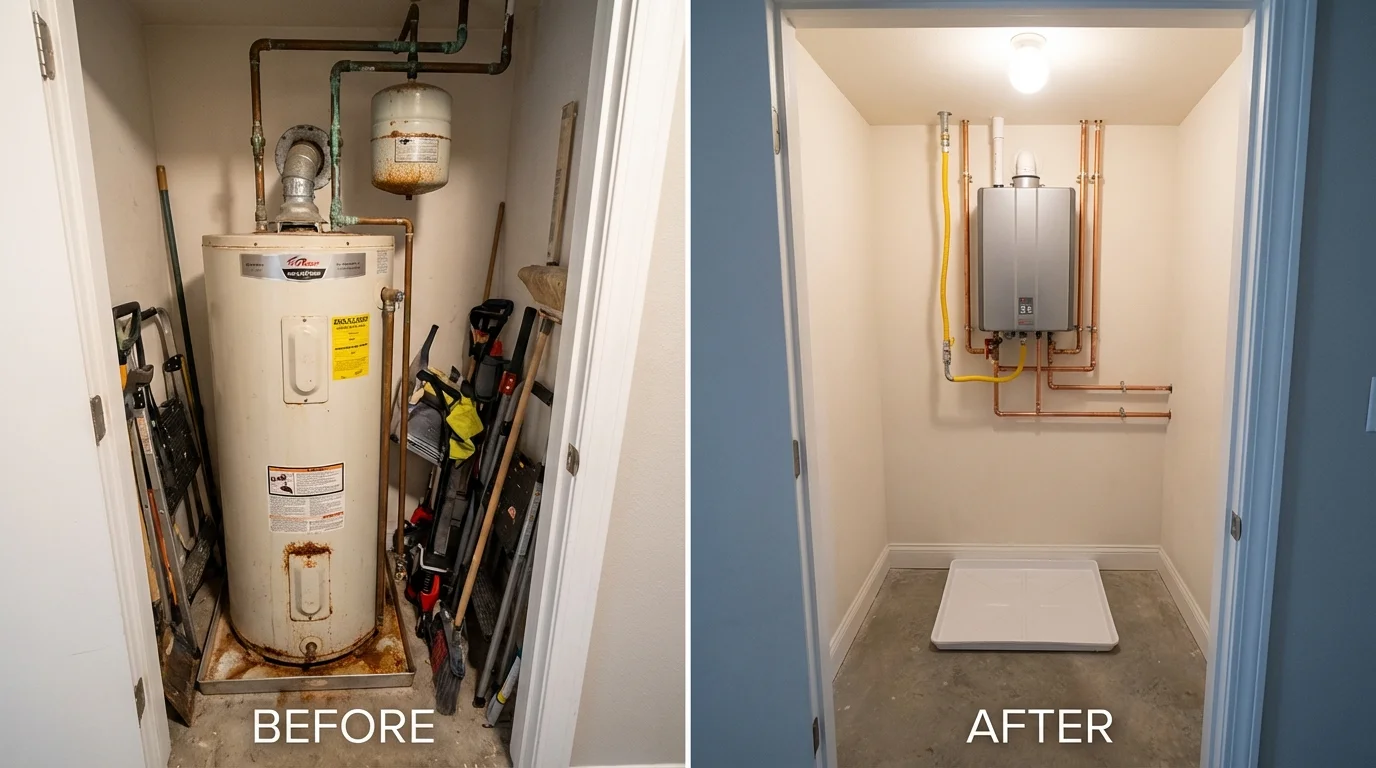 Tank water heater versus wall-mounted tankless unit comparison for West Union, WV homeowners